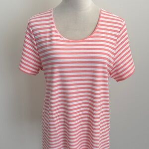 Style & Co. Coral and White Striped Short Sleeve Tee